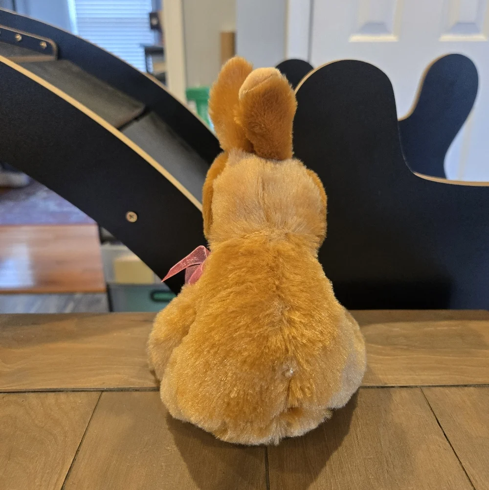 Brown Plush Bunny with Pink Bow